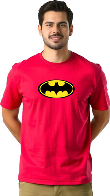 JEDFER Graphic Print, Superhero Men Round Neck Red T-Shirt