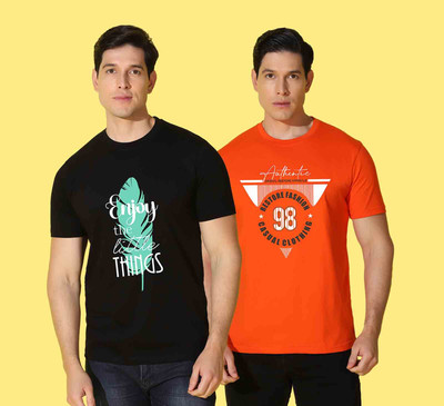 WOOSTRO Typography Men Round Neck Multicolor T-Shirt