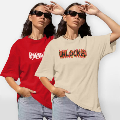 METRONAUT Printed Women Round Neck Multicolor T-Shirt