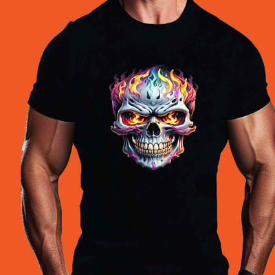 Radium Printed Men Round Neck Black T-Shirt