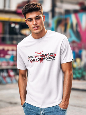 BEWAKOOF Typography Men Round Neck White T-Shirt