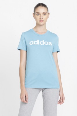 ADIDAS Graphic Print Women Crew Neck Blue T-Shirt