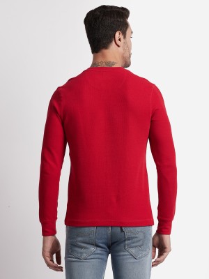 Beverly Hills Polo Club Solid Men Henley Neck Red T-Shirt