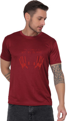 Skill IT Services Printed Men Round Neck Maroon T-Shirt