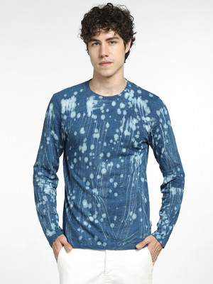 JACK & JONES Printed Men Round Neck Blue T-Shirt