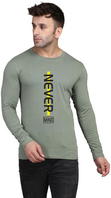 SLOWLORIS Typography Men Round Neck Light Green T-Shirt