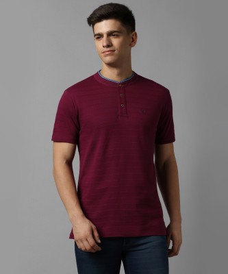 Allen Solly Solid Men Henley Neck Pink T-Shirt