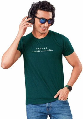 Fabc Printed Men Round Neck Dark Blue T-Shirt