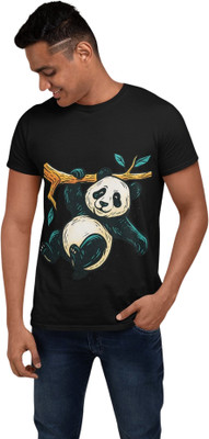 Art of Shravika Printed Men Round Neck Black T-Shirt