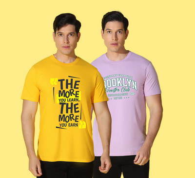 WOOSTRO Printed Men Round Neck Multicolor T-Shirt
