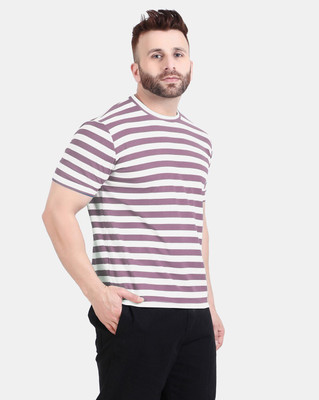 FASHLOOK Striped Men Round Neck Multicolor T-Shirt