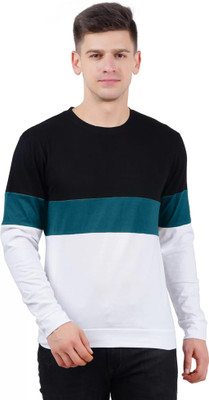 Moordale Fab Colorblock Men Round Neck Black, Dark Blue, White T-Shirt