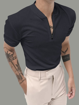 EyeBogler Solid Men Round Neck Grey T-Shirt