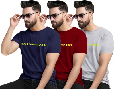 Diving deep Printed Men Round Neck Multicolor T-Shirt