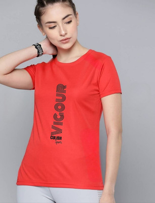 SPOWEARY Typography Women Round Neck Red T-Shirt