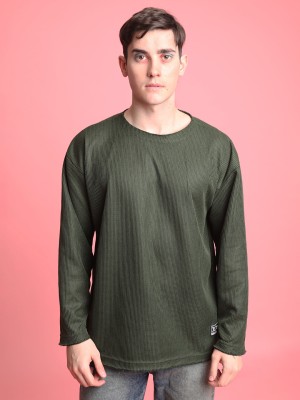 Bene Kleed Solid Men Round Neck Dark Green T-Shirt