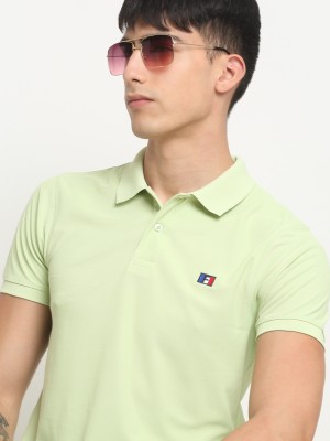 FRENCH FLEXIOUS Solid Men Polo Neck Light Green T-Shirt