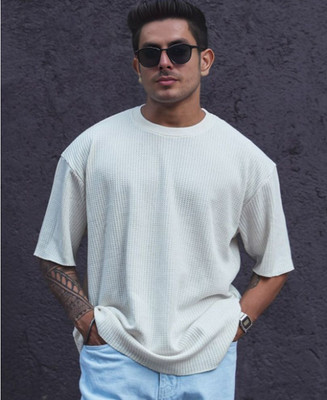 COPEHHI Self Design Men Round Neck White T-Shirt