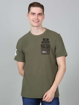 CANTABIL Printed Men Round Neck Dark Green T-Shirt