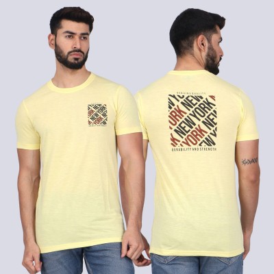 WILD ELEPHANT Printed Men Round Neck Yellow T-Shirt