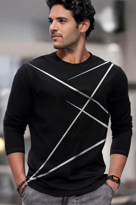 TRIPR Printed Men Round Neck Black T-Shirt
