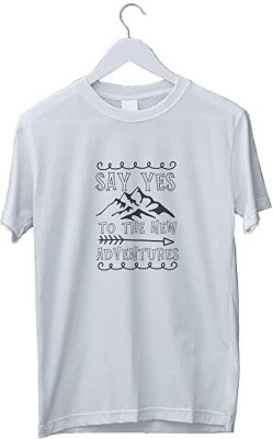 THE HANGING CLOTH Printed Men Round Neck White T-Shirt