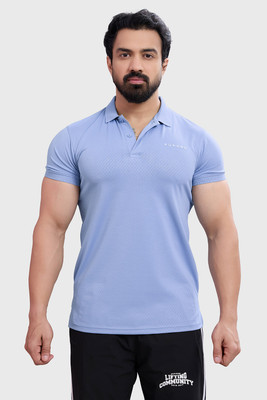 FuaarK Printed Men Polo Neck Light Blue T-Shirt