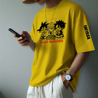 Trendway Printed Men Round Neck Yellow T-Shirt