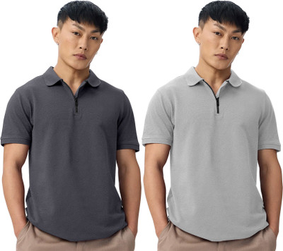FTX Solid Men Polo Neck Multicolor T-Shirt