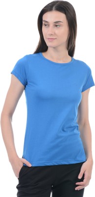 Sleep in Style Sweet Dreams Solid Women Round Neck Blue T-Shirt