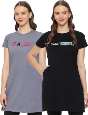 TWF Typography Women Round Neck Grey T-Shirt