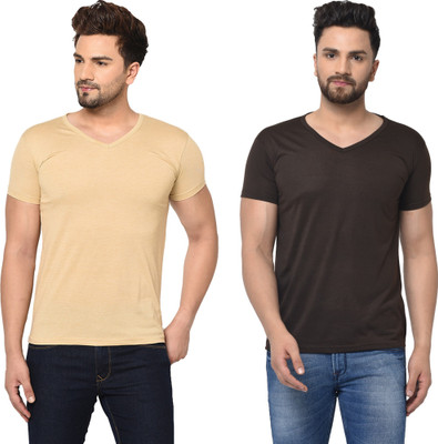 Tresna Fab Solid Men V Neck Multicolor T-Shirt