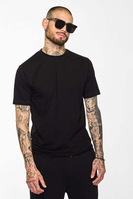 Snitch Solid Men Round Neck Black T-Shirt