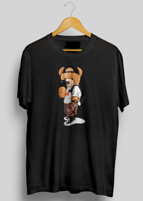 AZALMULTI Printed Men Round Neck Black T-Shirt