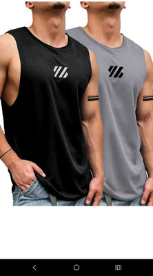 viraj Printed Men Round Neck Black, Grey T-Shirt