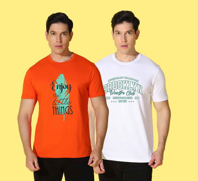 WOOSTRO Printed Men Round Neck Multicolor T-Shirt
