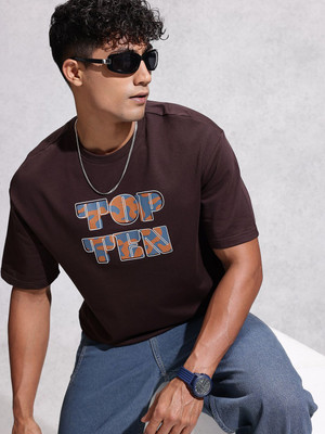 WROGN Printed Men Crew Neck Brown T-Shirt