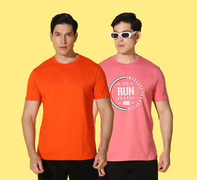 WOOSTRO Solid Men Round Neck Multicolor T-Shirt