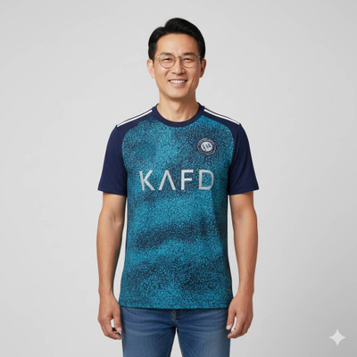 Thiva Printed Men Round Neck Blue T-Shirt