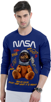 Triptee Animal Print Men Round Neck Dark Blue T-Shirt
