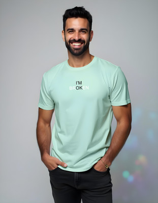 HouseOfCommon Solid Men Round Neck Green T-Shirt