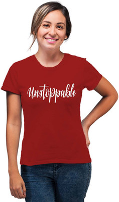 SmarTee Street Typography Women Round Neck Red T-Shirt