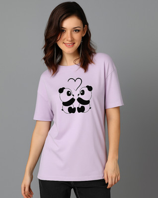 ADIXUS Graphic Print Women Round Neck Purple T-Shirt