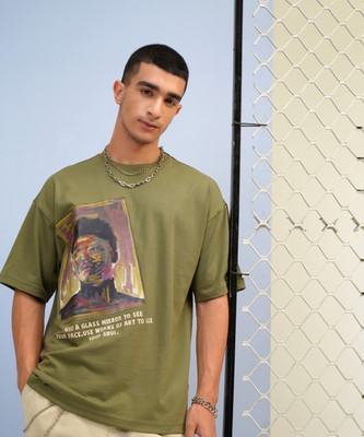 HIGHLANDER Printed Men Round Neck Green T-Shirt