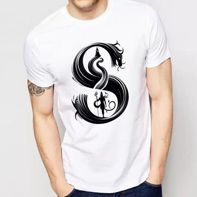 VABRU Printed Men Round Neck White T-Shirt