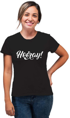 SmarTee Street Typography Women Round Neck Black T-Shirt