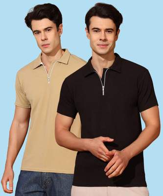 METRONAUT Solid Men Polo Neck Multicolor T-Shirt