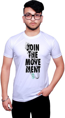 KRYONIX Printed, Typography Men Round Neck White T-Shirt