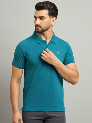Bodybett Embroidered Men Polo Neck Light Blue T-Shirt