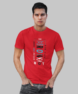 JILZ Typography Men Round Neck Red T-Shirt